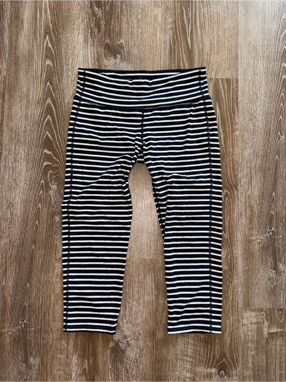 Vintage Y2K Black and White Striped Leggings